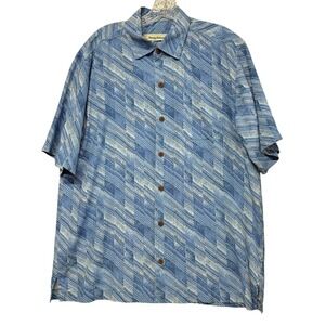 Tommy Bahama Mens Silk Button Up Shirt Abstract‎ Print Short Sleeve Size M